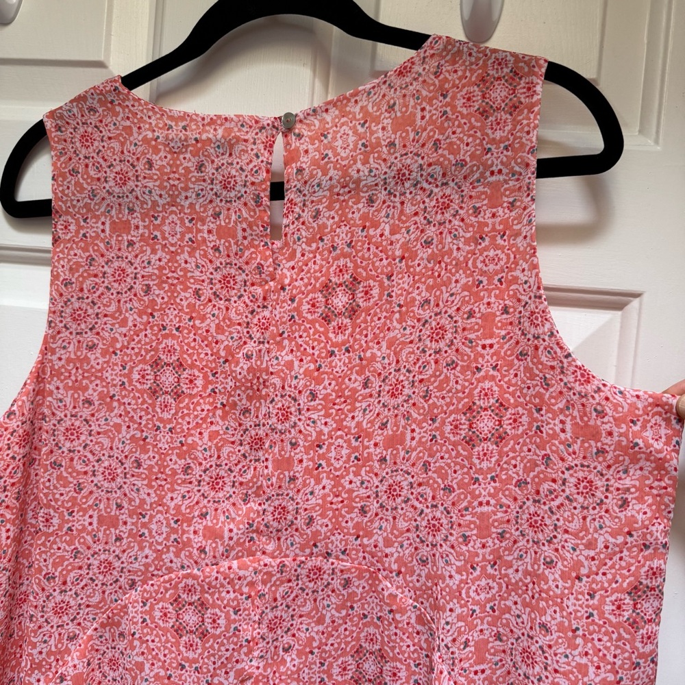 FEVER Sleeveless Coral Peach Orange Medallion Mandala Print Top women size Large - Picture 6 of 16